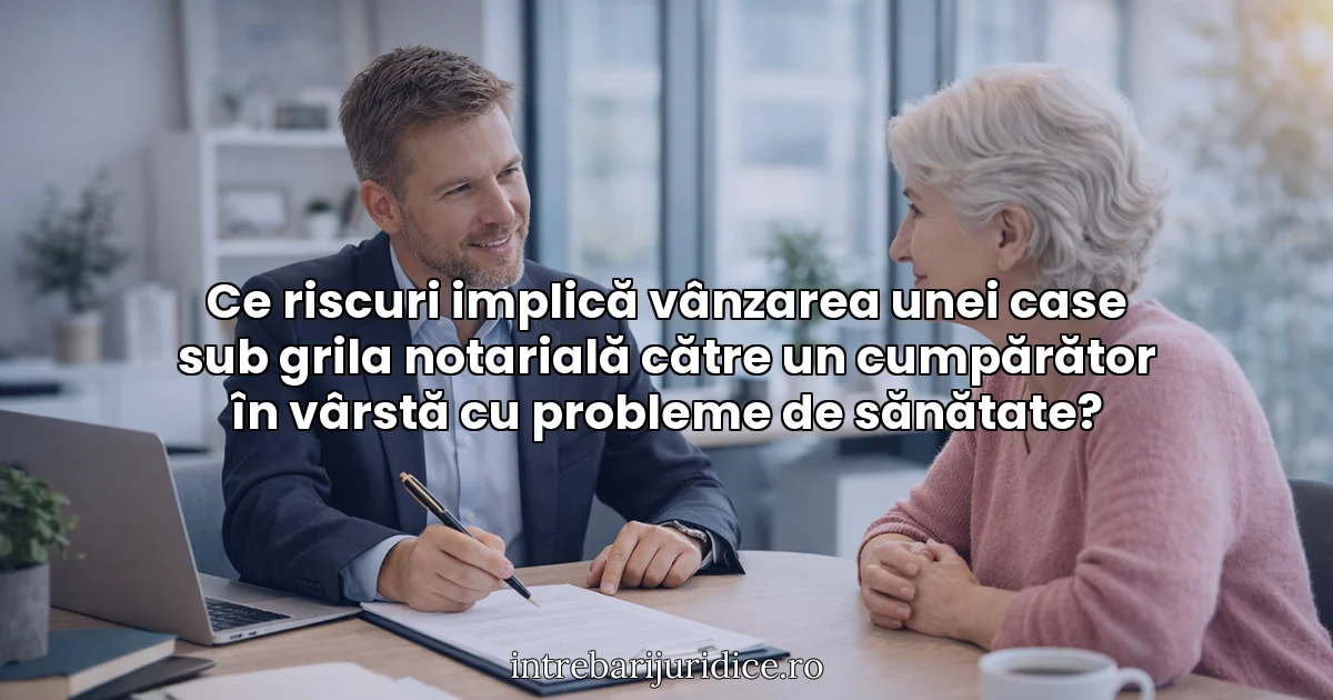 Ce riscuri implică vânzarea unei case sub grila notarială către un cumpărător în vârstă cu probleme de sănătate?
