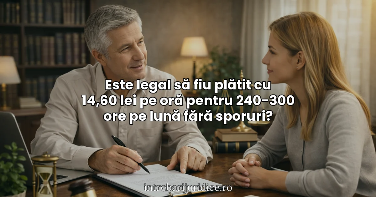 Este legal să fiu plătit cu 14,60 lei pe oră pentru 240-300 ore pe lună fără sporuri?