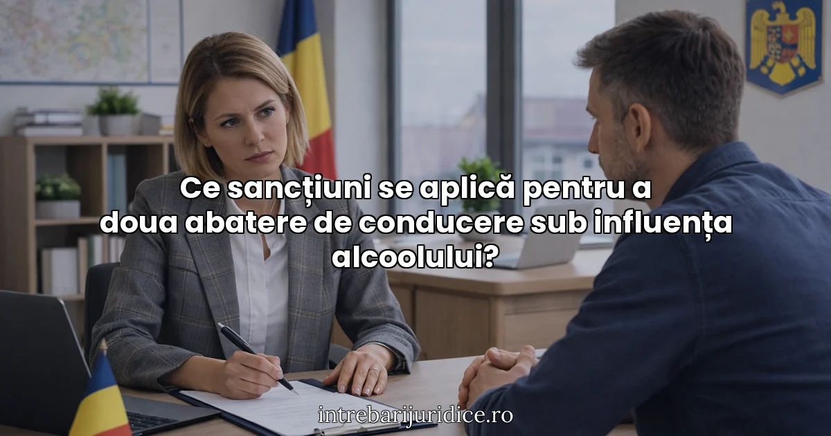 Ce sancțiuni se aplică pentru a doua abatere de conducere sub influența alcoolului?