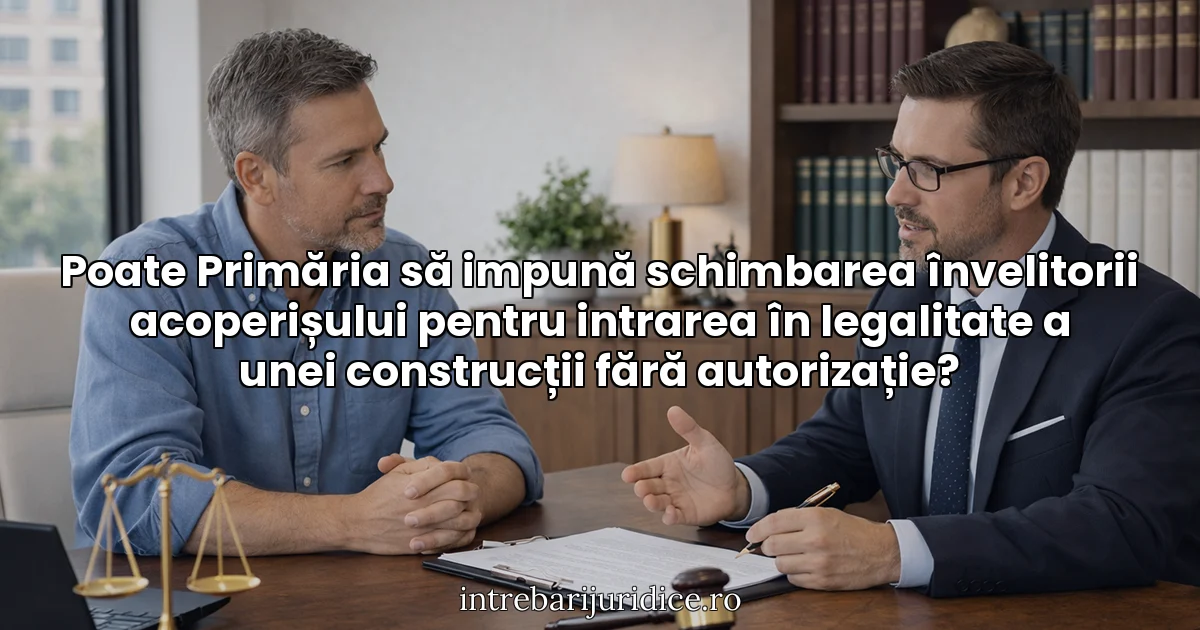 Poate Primăria să impună schimbarea învelitorii acoperișului pentru intrarea în legalitate a unei construcții fără autorizație?