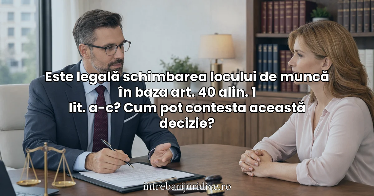 Este legală schimbarea locului de muncă în baza art. 40 alin. 1 lit. a-c? Cum pot contesta această decizie?