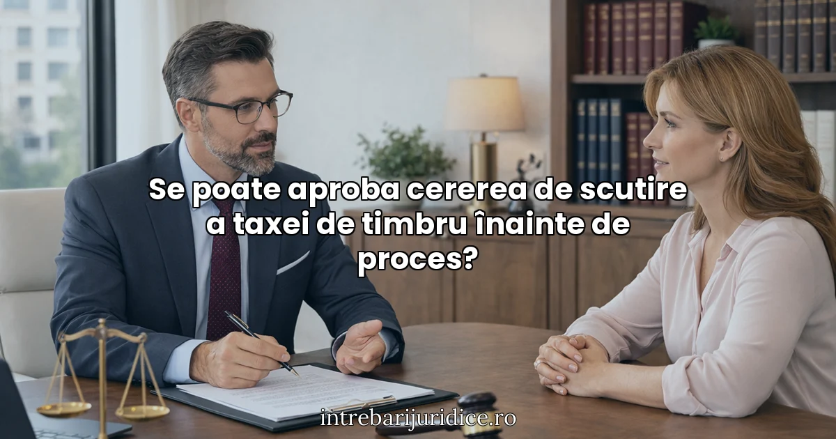 Se poate aproba cererea de scutire a taxei de timbru înainte de proces?