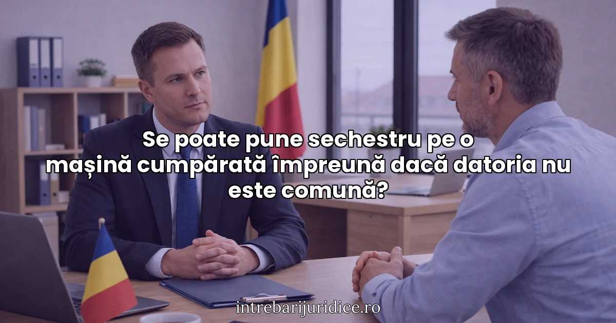 Se poate pune sechestru pe o mașină cumpărată împreună dacă datoria nu este comună?