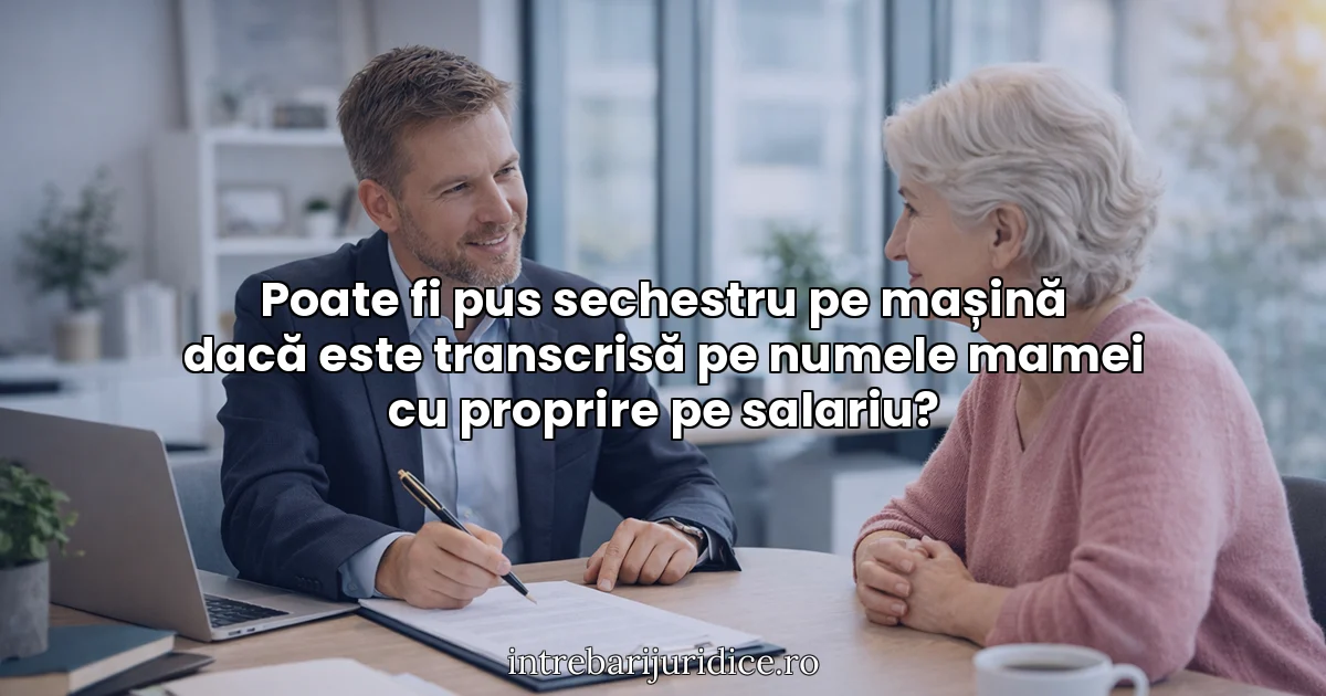 Poate fi pus sechestru pe mașină dacă este transcrisă pe numele mamei cu proprire pe salariu?