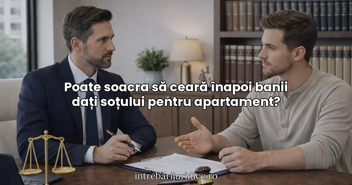 Poate soacra să ceară înapoi banii dați soțului pentru apartament?