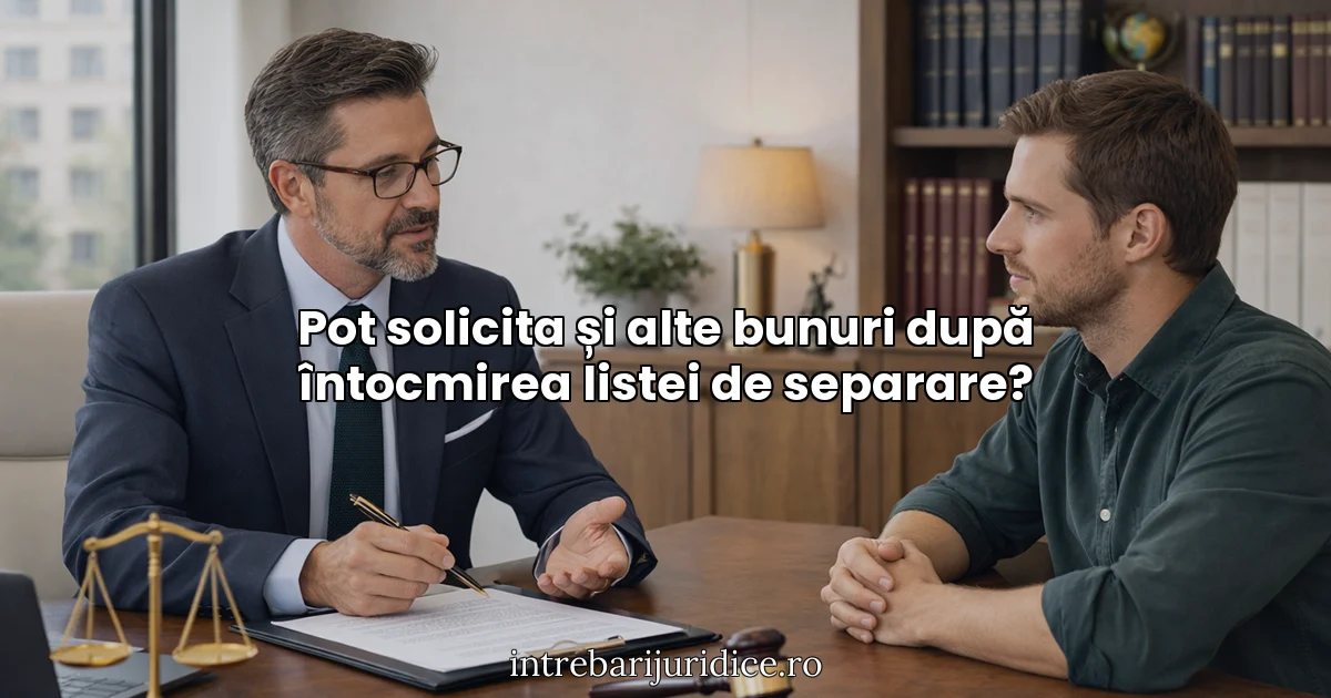 Pot solicita și alte bunuri după întocmirea listei de separare?