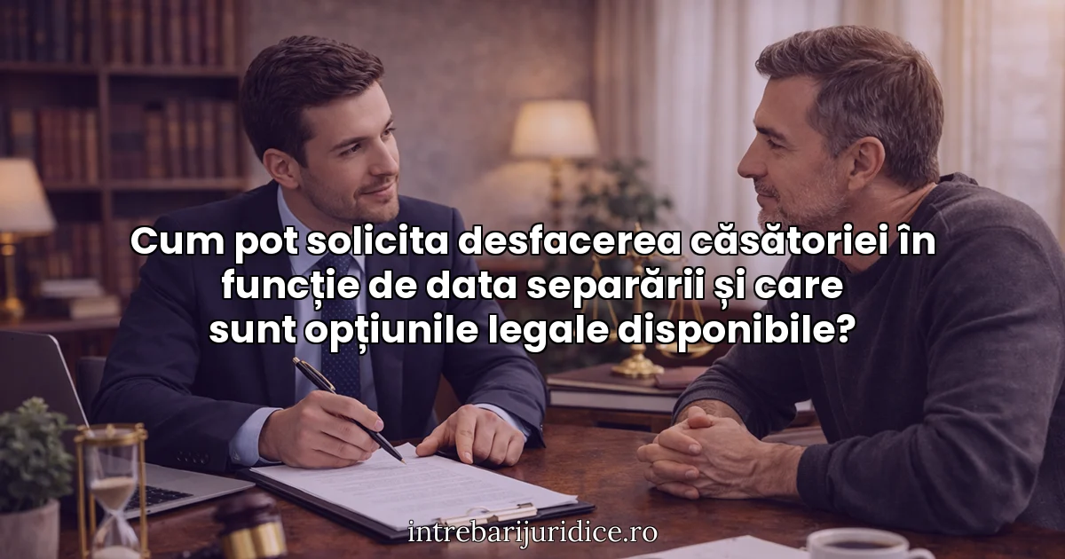 Cum pot solicita desfacerea căsătoriei în funcție de data separării și care sunt opțiunile legale disponibile?