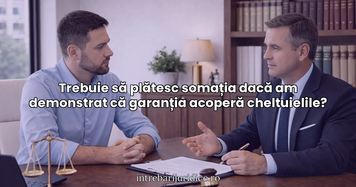 Trebuie să plătesc somația dacă am demonstrat că garanția acoperă cheltuielile?
