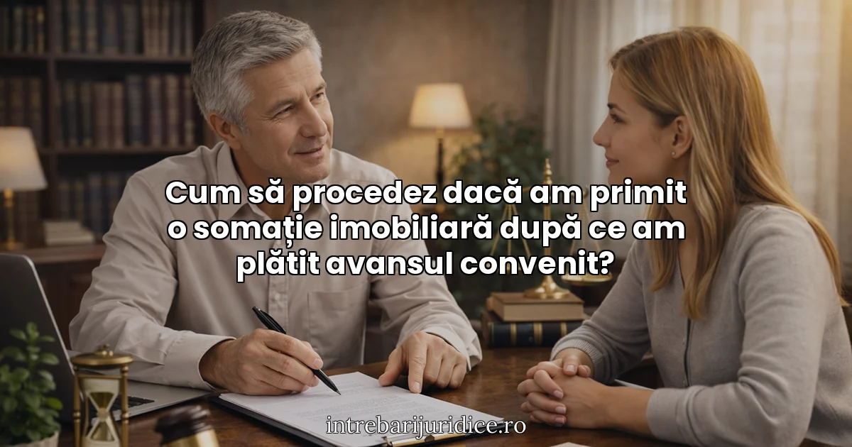 Cum să procedez dacă am primit o somație imobiliară după ce am plătit avansul convenit?
