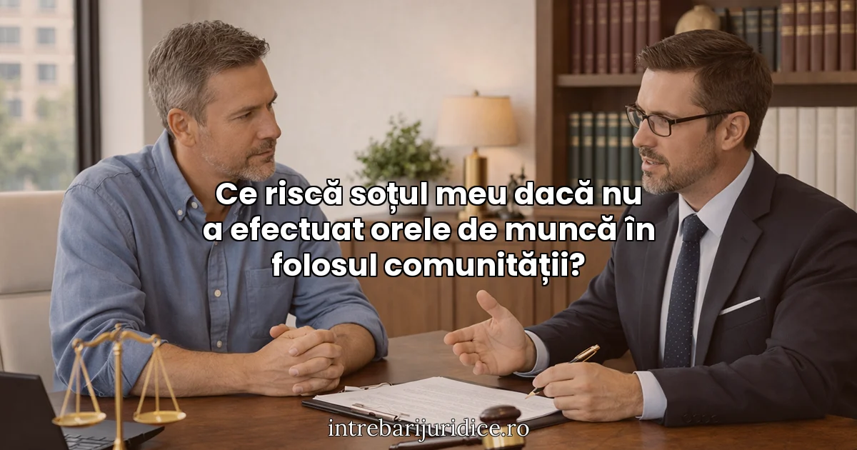 Ce riscă soțul meu dacă nu a efectuat orele de muncă în folosul comunității?