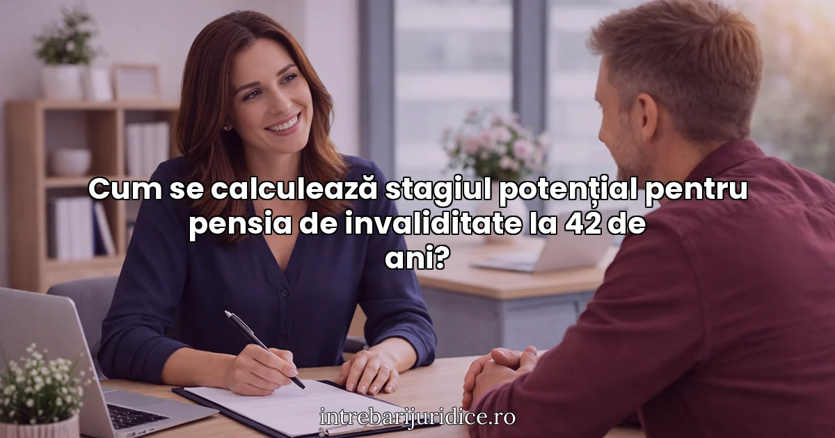 Cum se calculează stagiul potențial pentru pensia de invaliditate la 42 de ani?