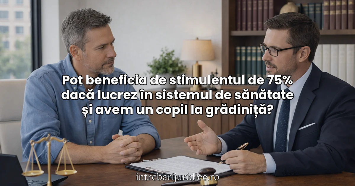 Pot beneficia de stimulentul de 75% dacă lucrez în sistemul de sănătate și avem un copil la grădiniță?