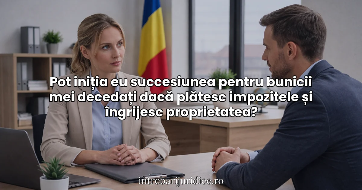 Pot iniția eu succesiunea pentru bunicii mei decedați dacă plătesc impozitele și îngrijesc proprietatea?