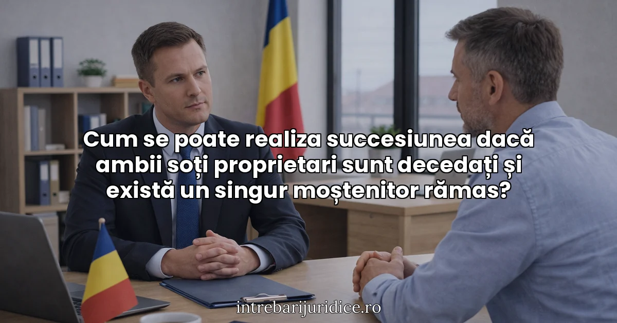 Cum se poate realiza succesiunea dacă ambii soți proprietari sunt decedați și există un singur moștenitor rămas?