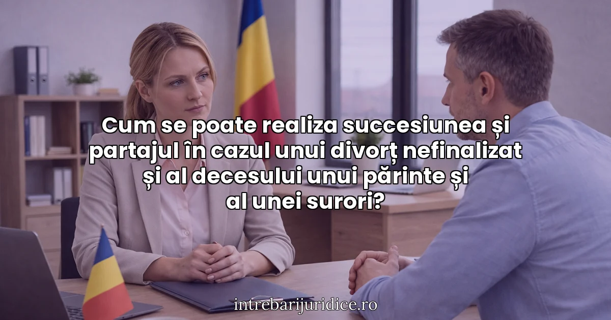 Cum se poate realiza succesiunea și partajul în cazul unui divorț nefinalizat și al decesului unui părinte și al unei surori?