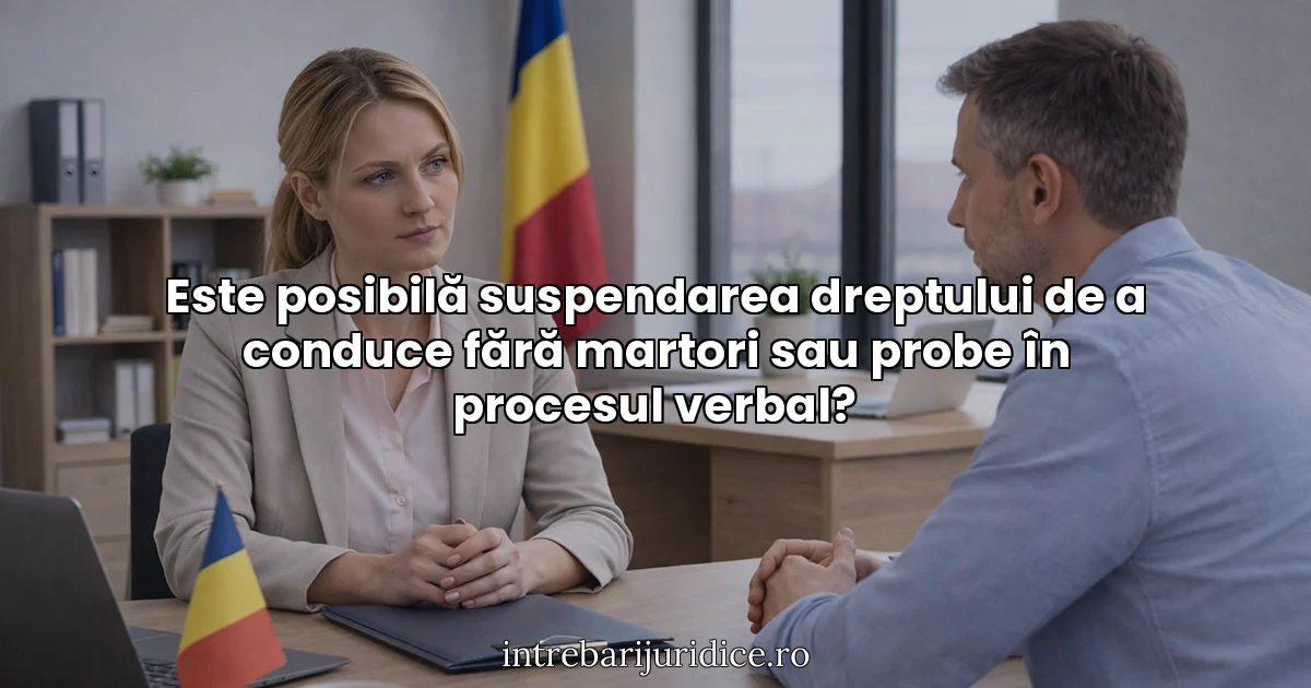 Este posibilă suspendarea dreptului de a conduce fără martori sau probe în procesul verbal?