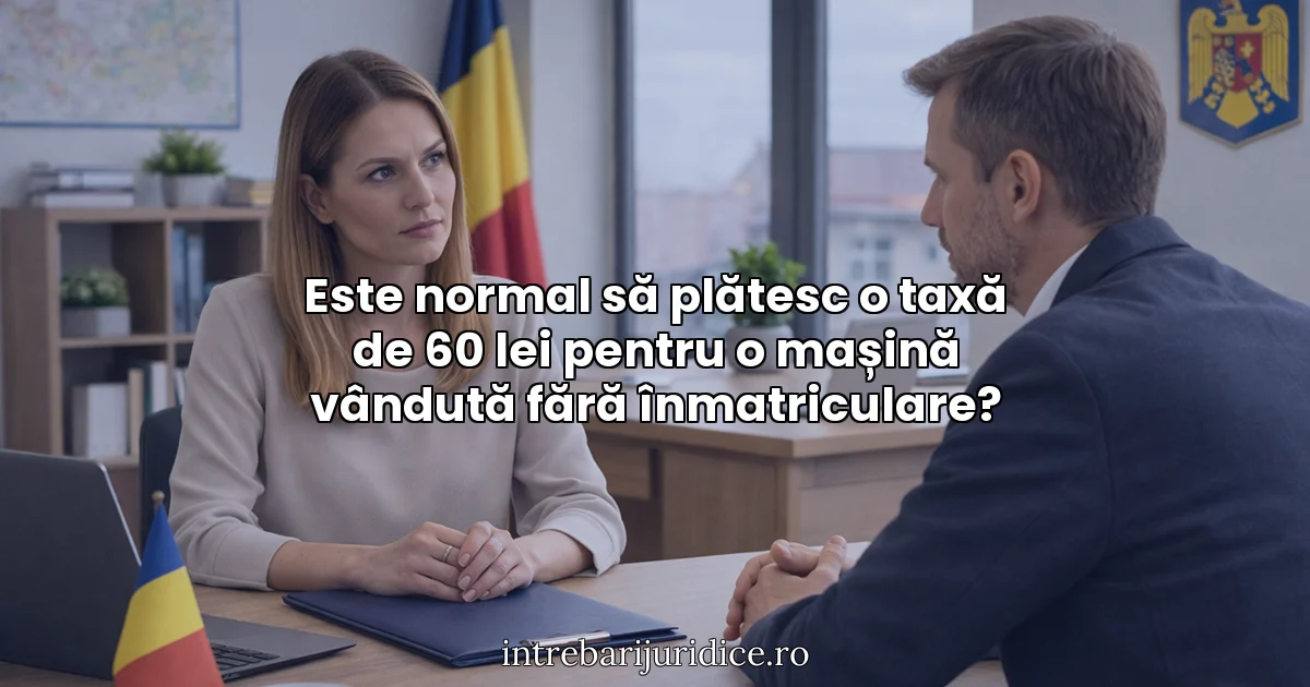Este normal să plătesc o taxă de 60 lei pentru o mașină vândută fără înmatriculare?