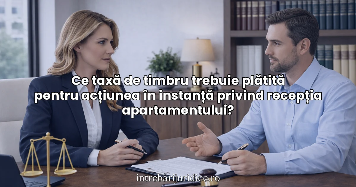 Ce taxă de timbru trebuie plătită pentru acțiunea în instanță privind recepția apartamentului?