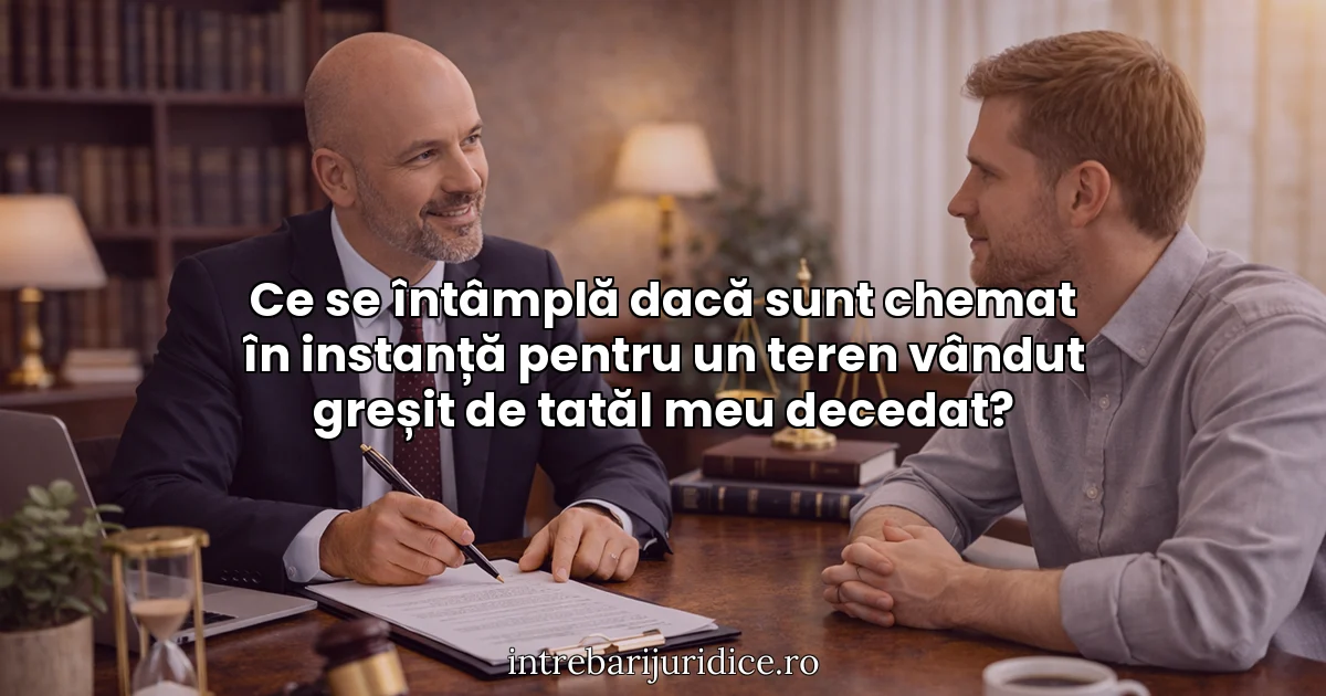 Ce se întâmplă dacă sunt chemat în instanță pentru un teren vândut greșit de tatăl meu decedat?