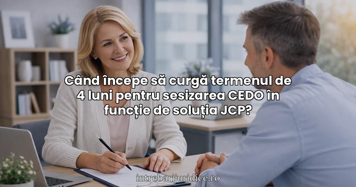 Când începe să curgă termenul de 4 luni pentru sesizarea CEDO în funcție de soluția JCP?