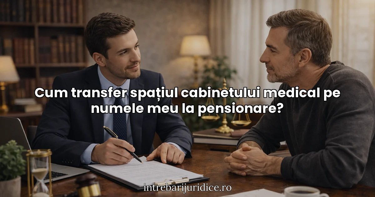 Cum transfer spațiul cabinetului medical pe numele meu la pensionare?
