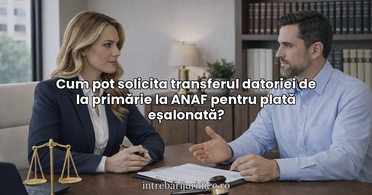 Cum pot solicita transferul datoriei de la primărie la ANAF pentru plată eșalonată?