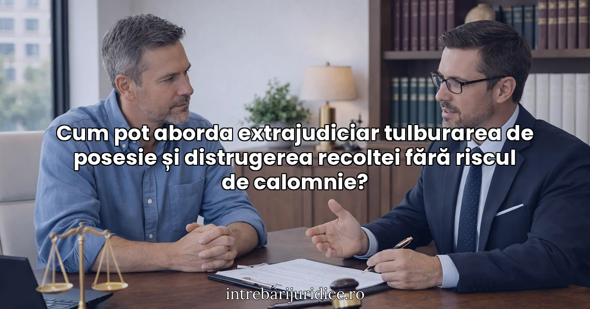 Cum pot aborda extrajudiciar tulburarea de posesie și distrugerea recoltei fără riscul de calomnie?