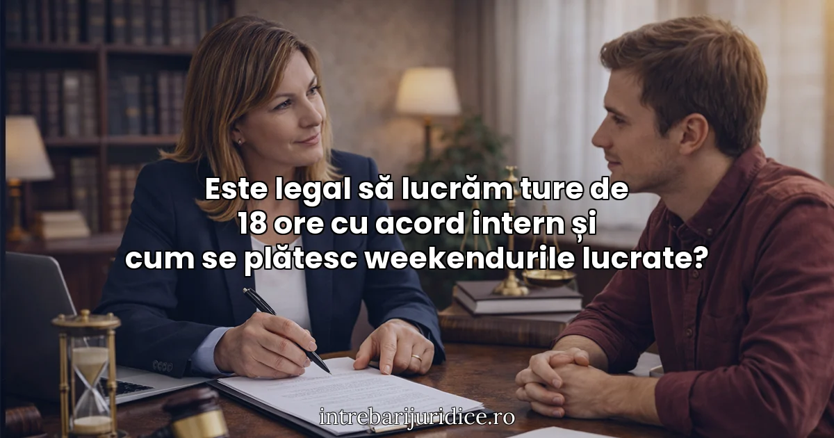 Este legal să lucrăm ture de 18 ore cu acord intern și cum se plătesc weekendurile lucrate?