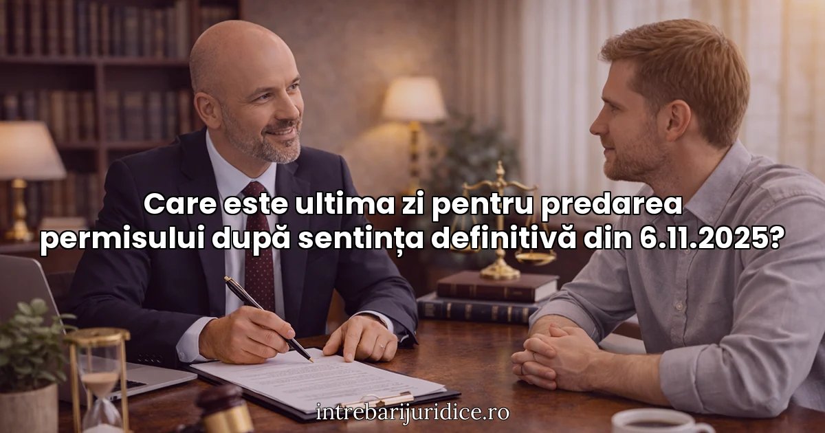 Care este ultima zi pentru predarea permisului după sentința definitivă din 6.11.2025?
