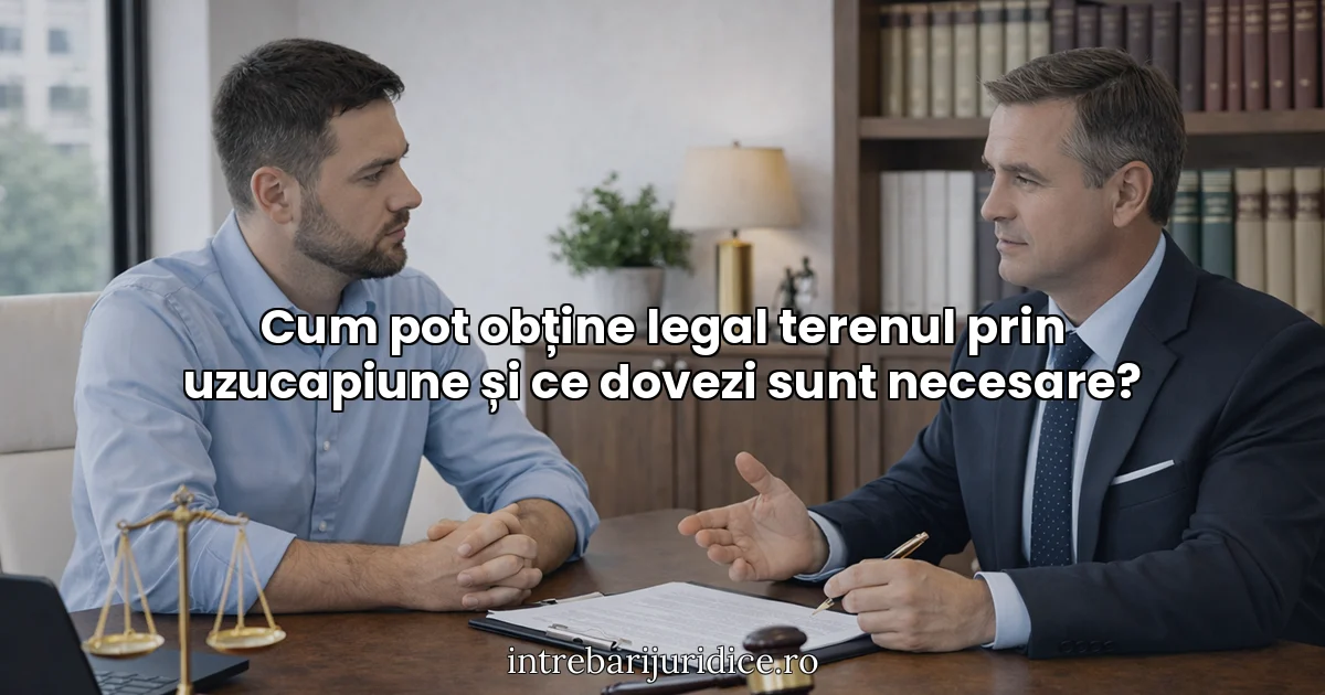 Cum pot obține legal terenul prin uzucapiune și ce dovezi sunt necesare?