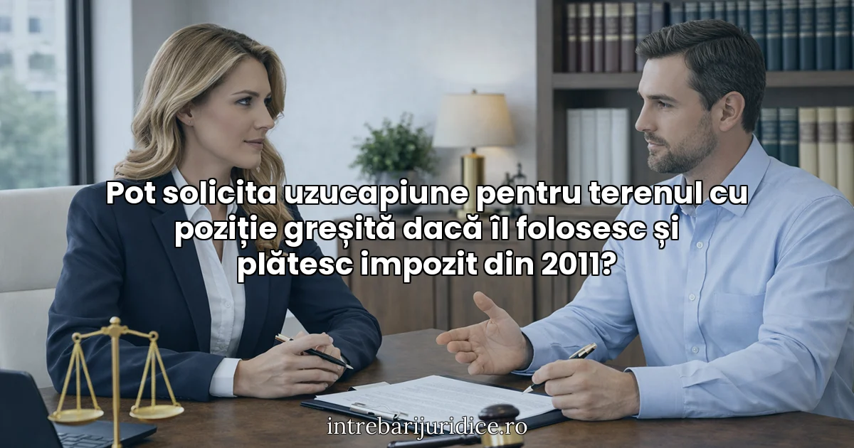 Pot solicita uzucapiune pentru terenul cu poziție greșită dacă îl folosesc și plătesc impozit din 2011?