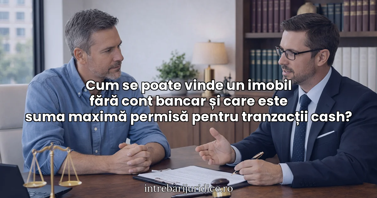 Cum se poate vinde un imobil fără cont bancar și care este suma maximă permisă pentru tranzacții cash?