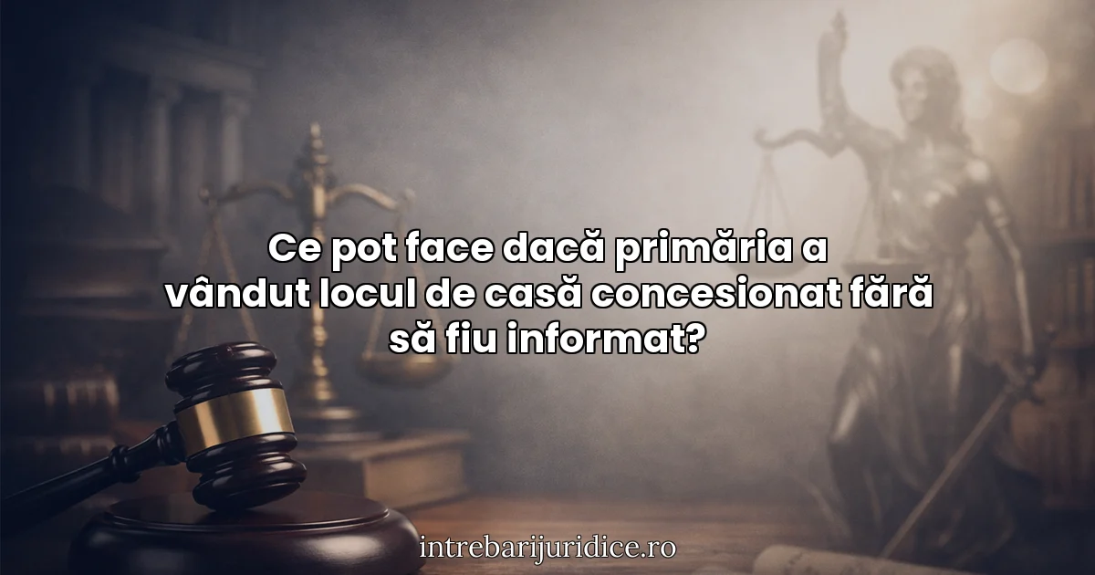 Ce pot face dacă primăria a vândut locul de casă concesionat fără să fiu informat?