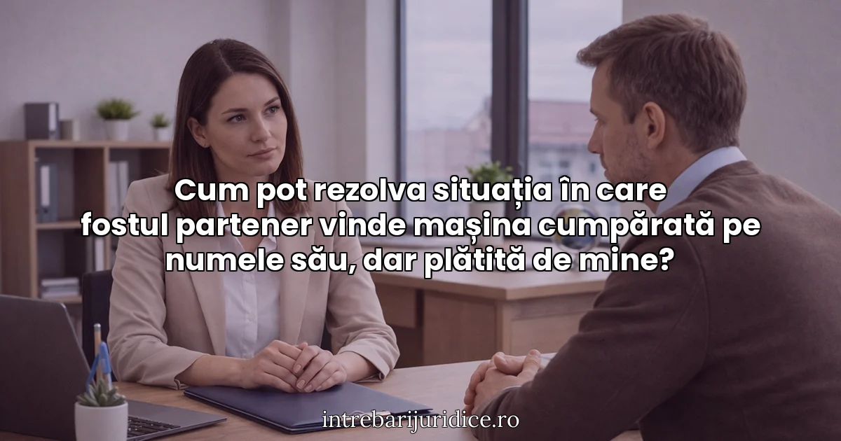 Cum pot rezolva situația în care fostul partener vinde mașina cumpărată pe numele său, dar plătită de mine?