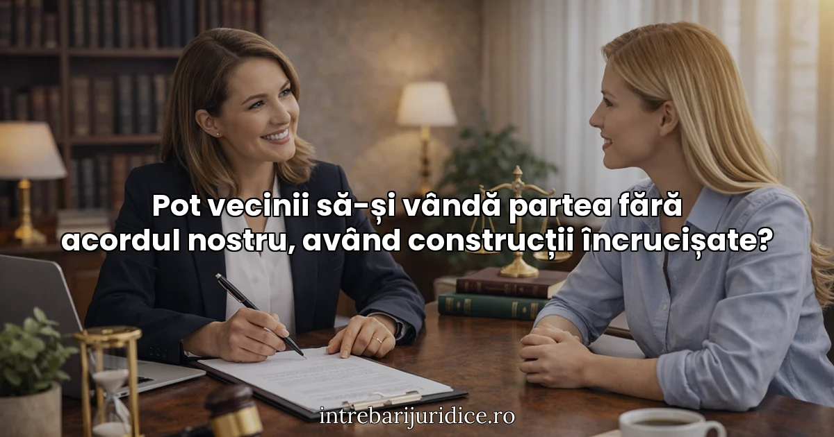 Pot vecinii să-și vândă partea fără acordul nostru, având construcții încrucișate?