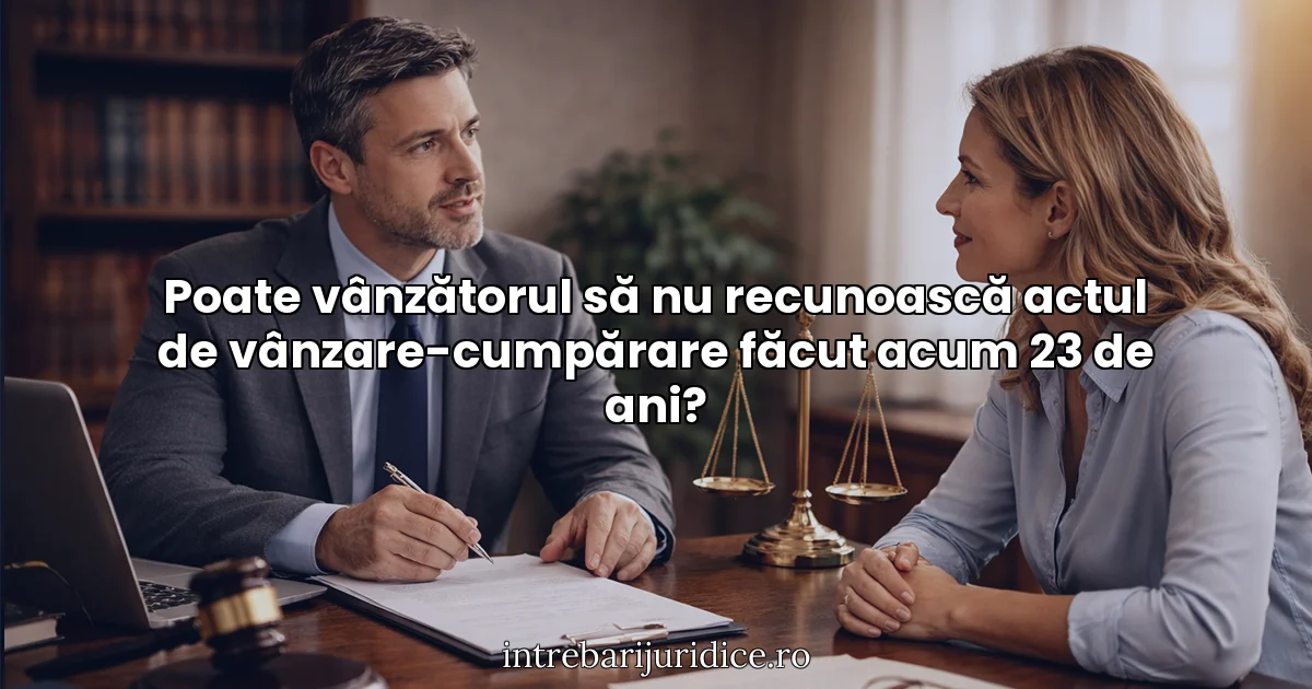 Poate vânzătorul să nu recunoască actul de vânzare-cumpărare făcut acum 23 de ani?
