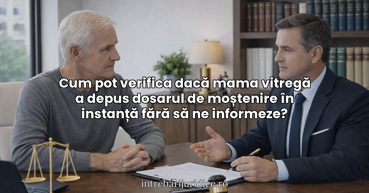 Cum pot verifica dacă mama vitregă a depus dosarul de moștenire în instanță fără să ne informeze?