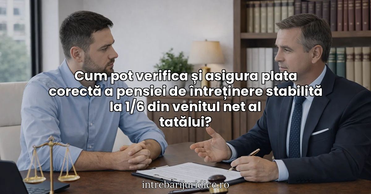 Cum pot verifica și asigura plata corectă a pensiei de întreținere stabilită la 1/6 din venitul net al tatălui?