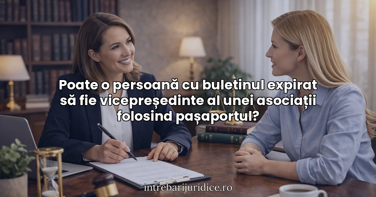 Poate o persoană cu buletinul expirat să fie vicepreședinte al unei asociații folosind pașaportul?