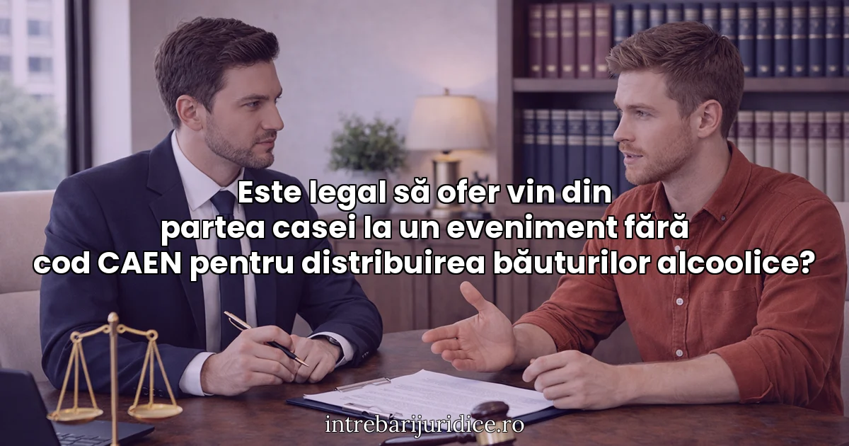Este legal să ofer vin din partea casei la un eveniment fără cod CAEN pentru distribuirea băuturilor alcoolice?